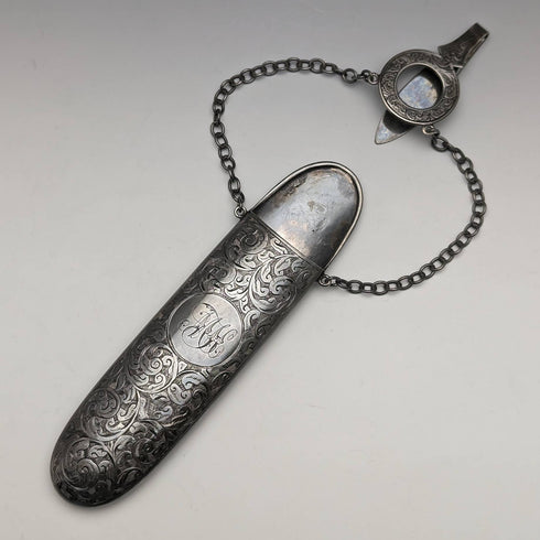 1900年 英国アンティーク 純銀シャトレーン ケース George Unite